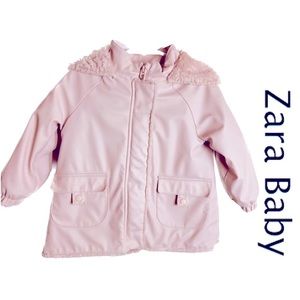 ZARA BABY Pink Softest Baby-Fur Lined Raincoat Outerwear Zip & Snap 18/24 Months